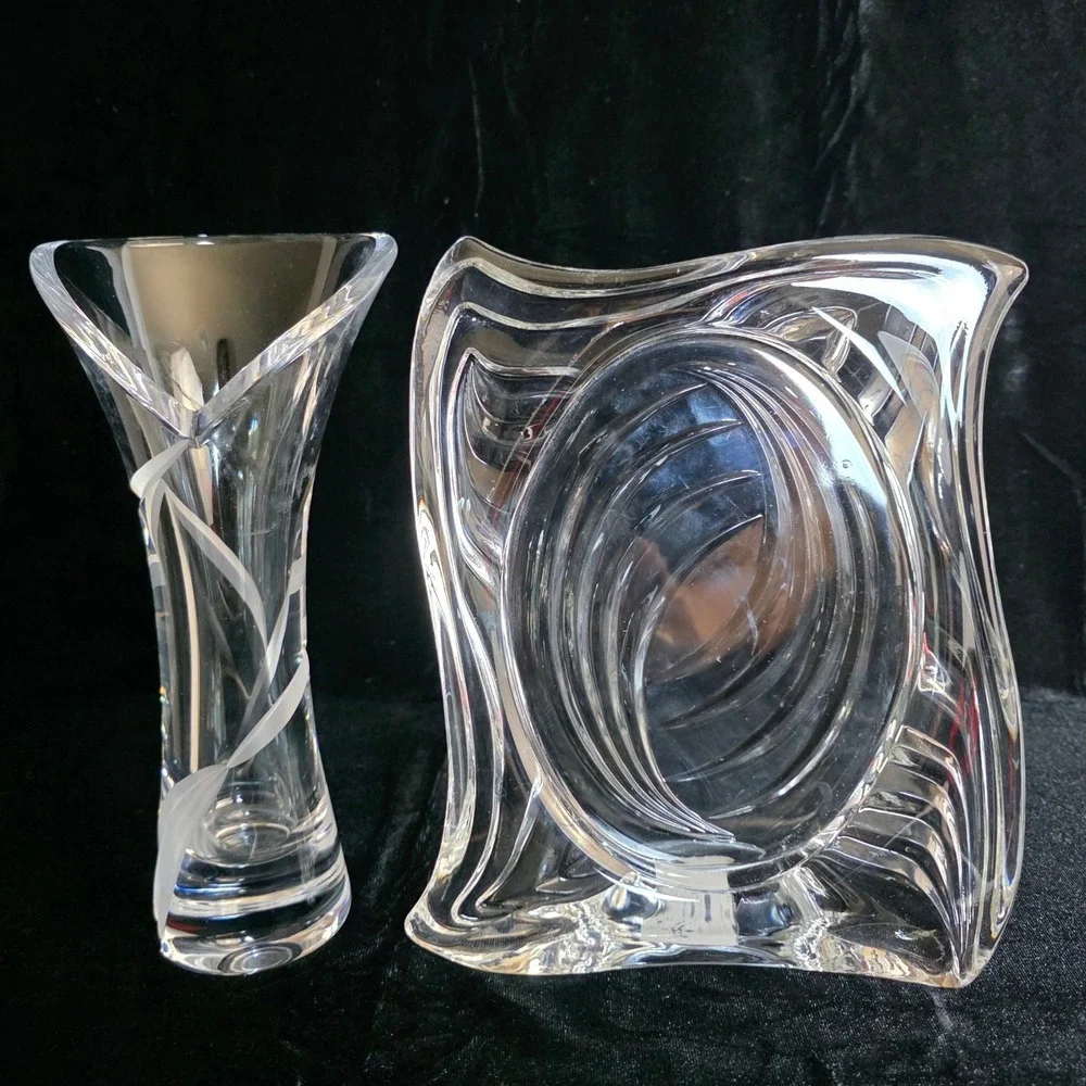 Mikasa Emotion Crystal Picture Frame & Calla Lily Swirl Trumpet Vase NWOT